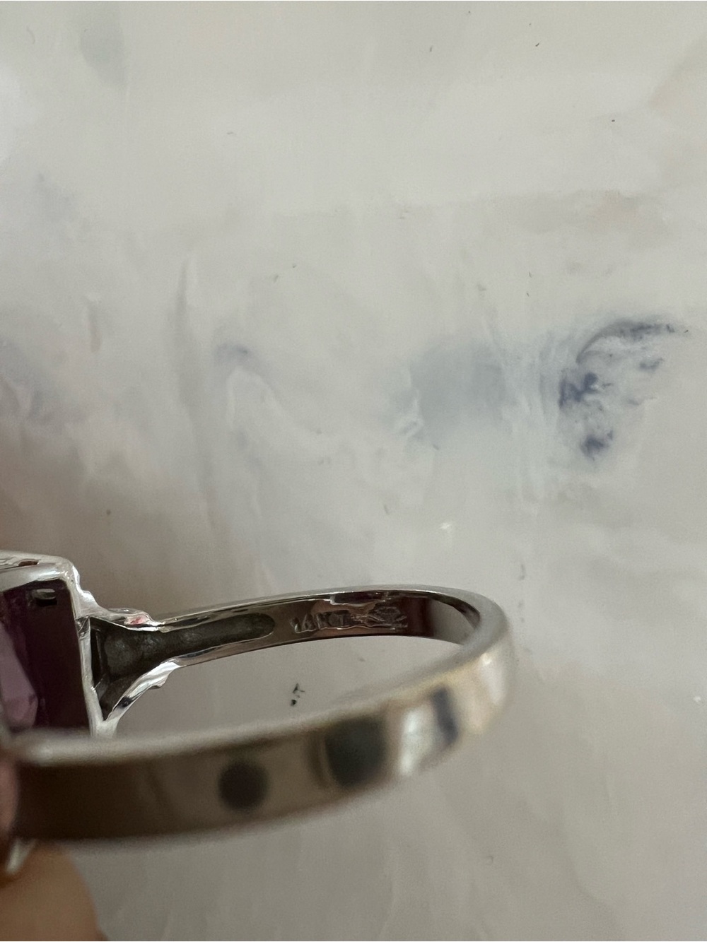 White solid 14 K gold pink and white sapphire ring. Size 7. Lovely 🦋🦋🦋 - Picture 7 of 7